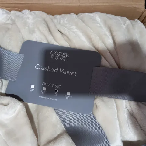 COZEE HOME CRUSHED VELVET AND VELVETSOFT 4 PIECE DUVET SET IN CHAMPAGNE - KING