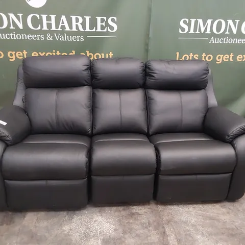 QUALITY BRITISH DESIGNER G PLAN KINGSBURY POWER RECLINING THREE SEATER SOFA CAMBRIDGE BLACK LEATHER 