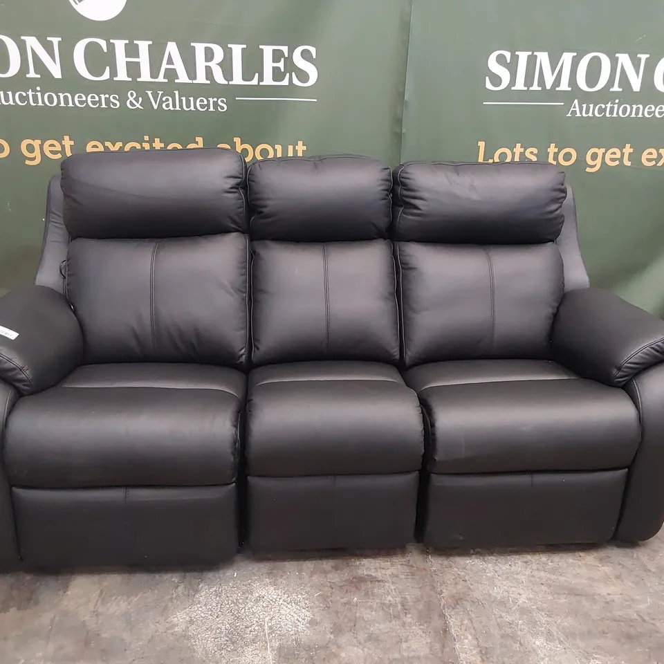QUALITY BRITISH DESIGNER G PLAN KINGSBURY POWER RECLINING THREE SEATER SOFA CAMBRIDGE BLACK LEATHER 