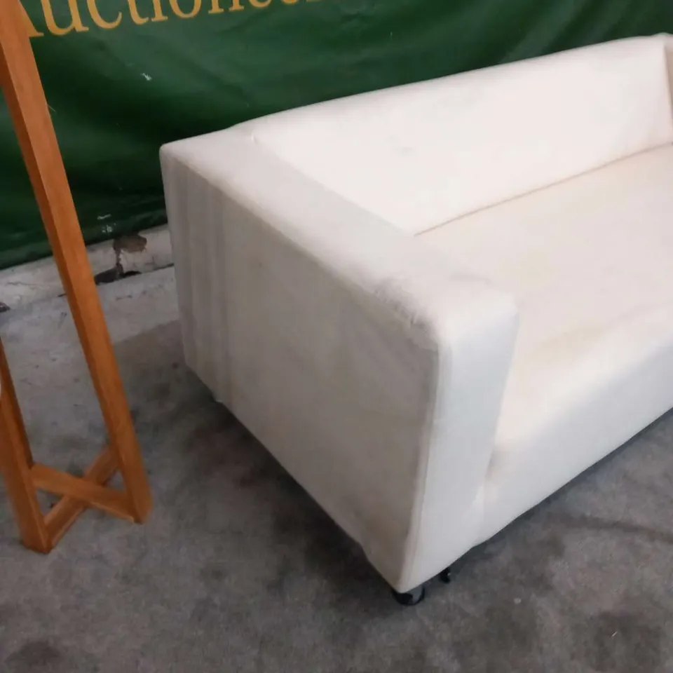 DESIGNER MOFFITT BEIGE FABRIC THREE SEATER SOFA