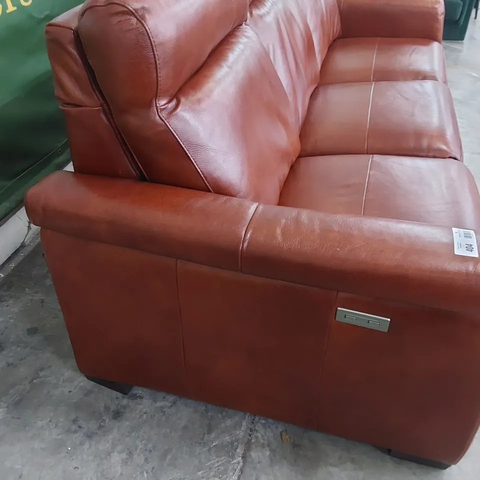 QUALITY ITALIAN DESIGNER ADRIANO POWER RECLINING THREE SEATER SOFA TAN LEATHER 