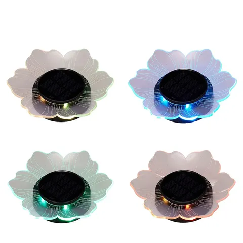GARDEN REFLECTIONS SET OF 4 SOLAR ACRYLIC FLOWER LIGHTS