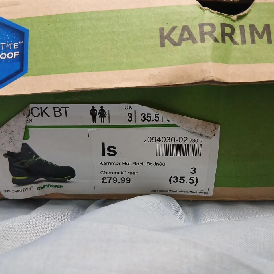 KARRIMOR HOT ROCK BT WALKING BOOTS – WEATHERTITE WATERPROOF, CHARCOAL/GREEN, UK 3 (EU 35.5)