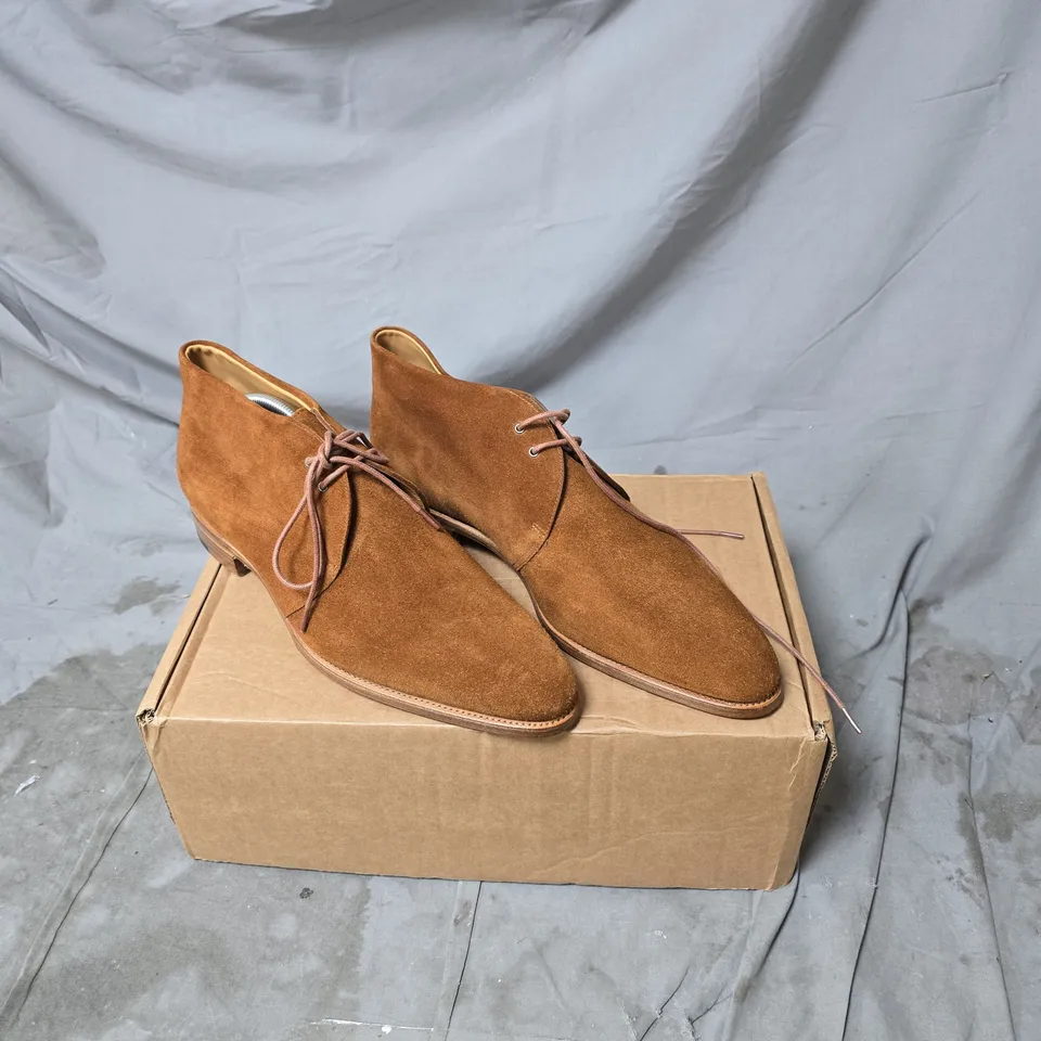 JOHN LOBB BROWN SUEDE CHUKKA BOOTS – LACE-UP ANKLE BOOTS (MEN'S) SIZE 9.5