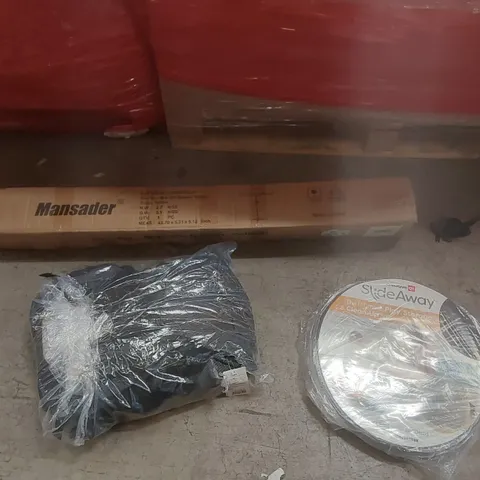 PALLET CONTAINING A VERY LARGE QUANTITY OF ASSORTED ITEMS INCLUDING: MANSADER PARASOL, HIKING BACKPACK, SLIDEAWAY STORAGE SOLUTION ECT
