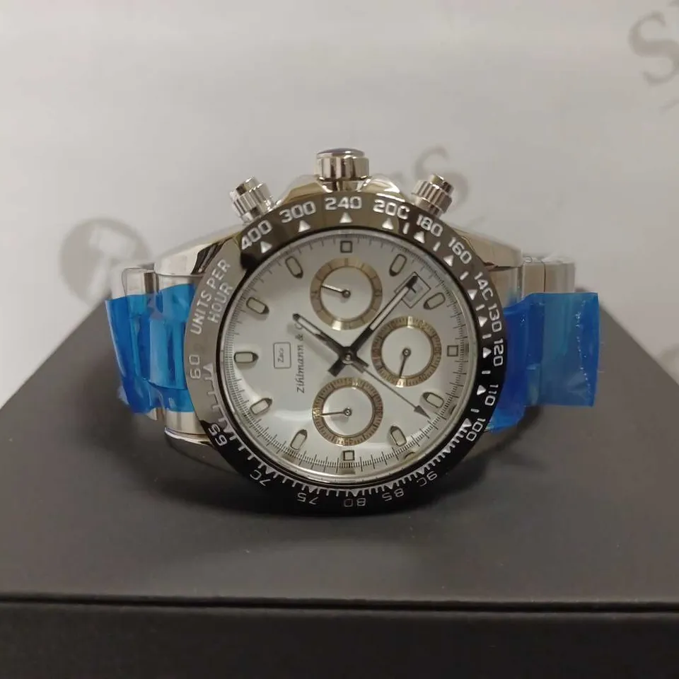 MENS ZIHLMANN & Co Z400 WATCH – CHRONOGRAPH MOVEMENT – STAINLESS STEEL STRAP – WHITE DIAL – 3ATM WATER RESISTANT 