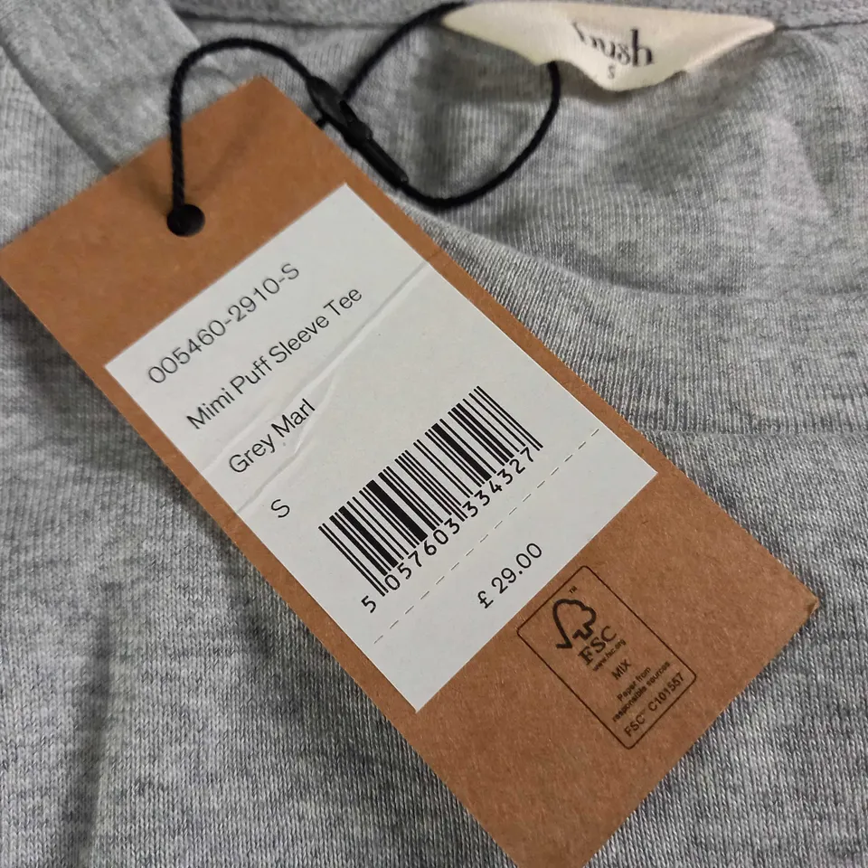 HUSH MIMI PUFF SLEEVE TEE IN GREY - S