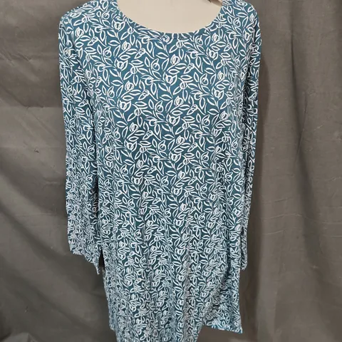 SEASALT CORNWALL LONG SLEEVE BOWITHICK TUNIC IN PAINTERLY LEAF LAKE SIZE 24