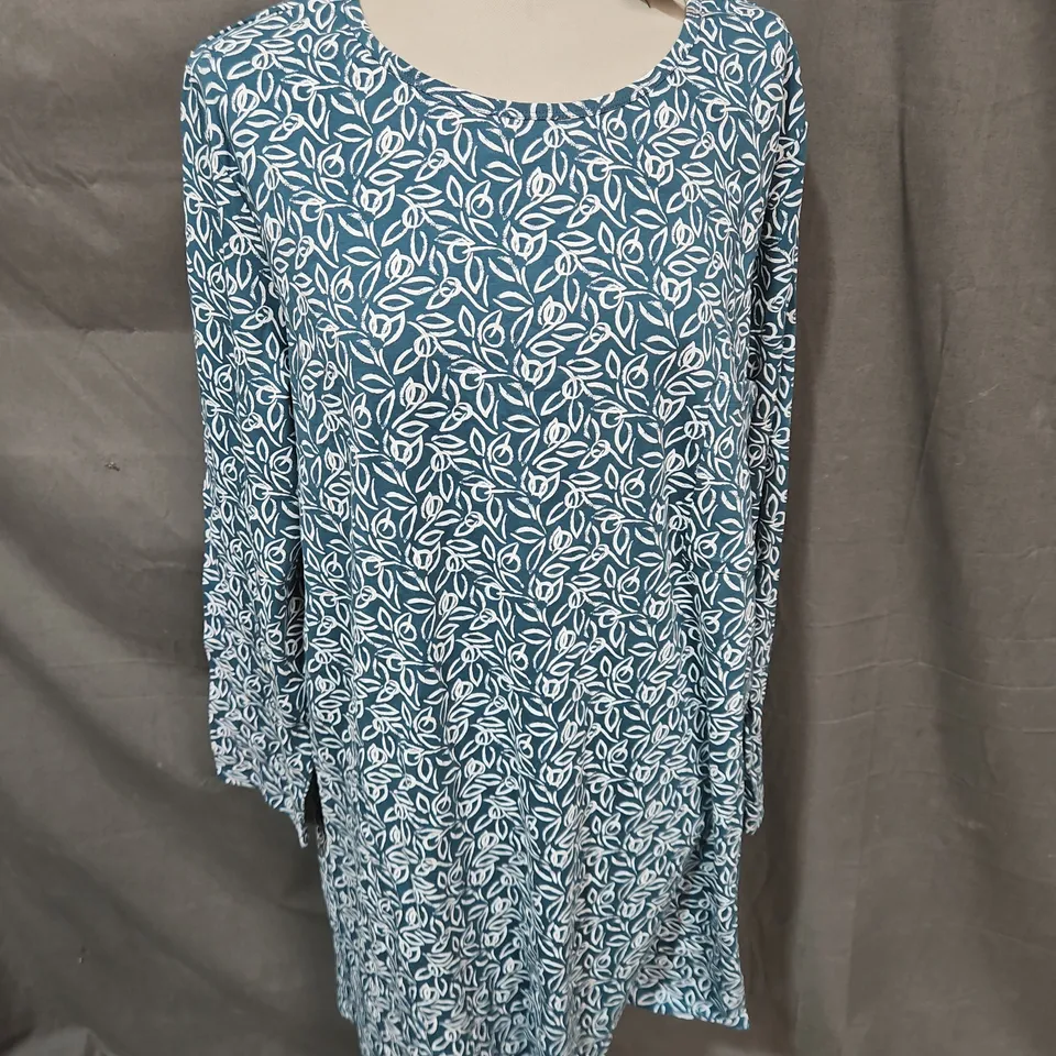 SEASALT CORNWALL LONG SLEEVE BOWITHICK TUNIC IN PAINTERLY LEAF LAKE SIZE 24