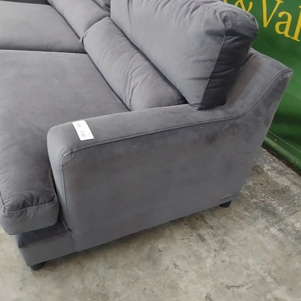QUALITY BRITISH DESIGNER LOUNGE Co. FOUR SEATER SOFA CHARCOAL PLUSH FABRIC 