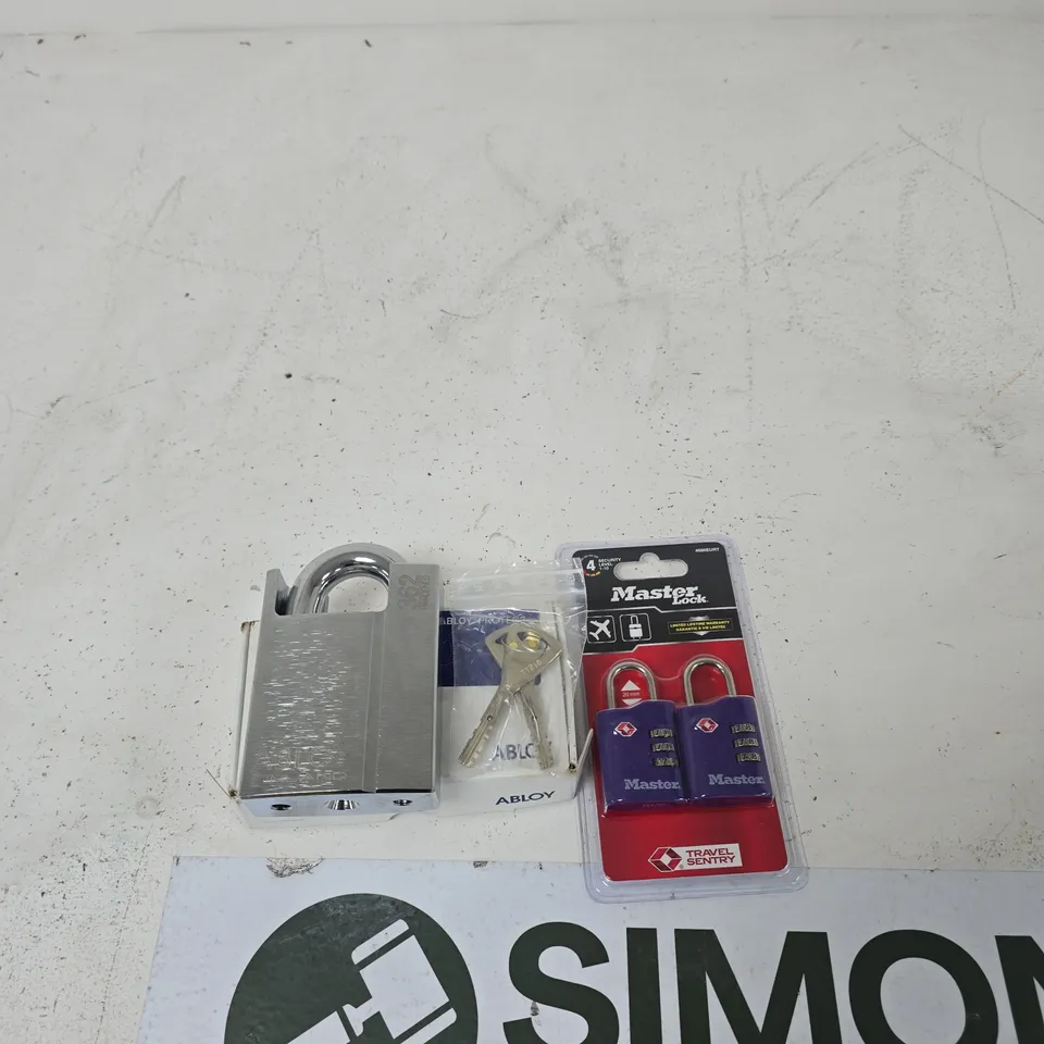 ABLOY FINLAND PADLOCK WITH TWO MASTER LOCK TRAVEL SENTRY LUGGAGE LOCKS – 3 PADLOCKS