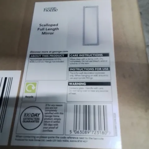 BOXED GEORGE HOME SCALLOPED FULL LENGTH MIRROR 