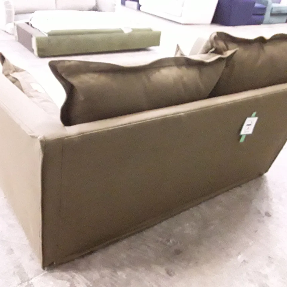 QUALITY DESIGNER BLENHEIM 2 SEATER SOFA - OLIVE FABRIC 