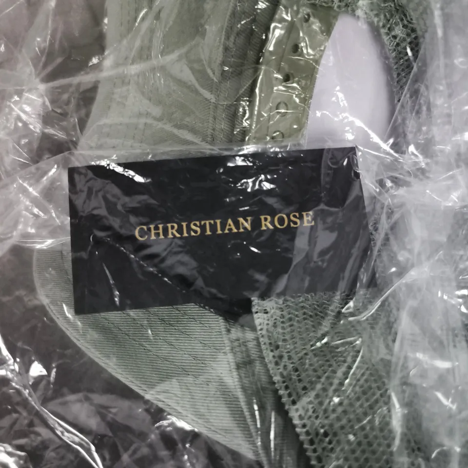 CHRISTIAN ROSE BOX LOGO TRUCKER CAP – SAGE/WHITE, OSFM