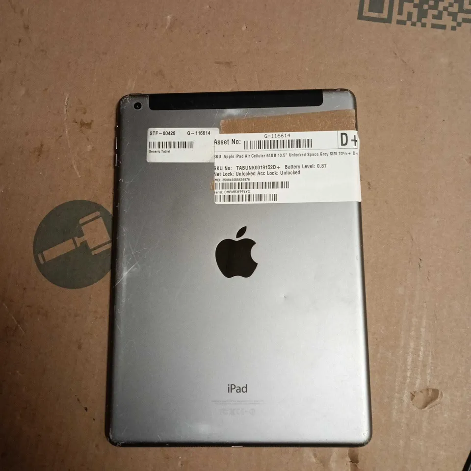UNBOXED APPLE IPAD AIR CELLULAR 64GB SPACE GREY 10.5" UNLOCKED