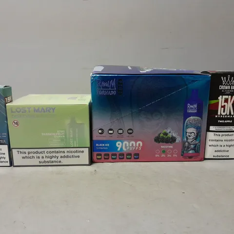 APPROXIMATELY 15 ASSORTED E-CIGARETTE PRODUCTS TO INCLUDE - LOST MARY , CROWN BAR , IVG 2400 ETC