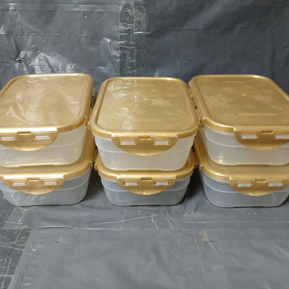 LOCKNLOCK 6 PC PLASTIC COOKWARE SET WITH CHRISTMAS THEMED LIDS