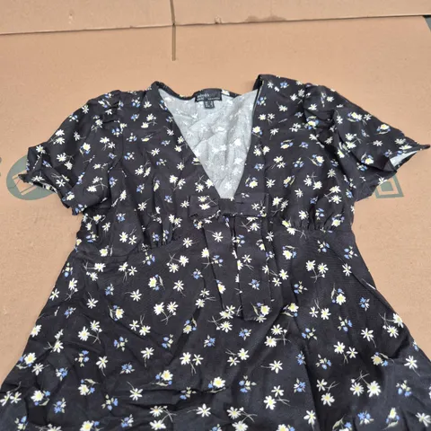 NOBODY'S CHILD FLORAL PRINT DRESS, NAVY WITH DAISY PATTERN, UK 8