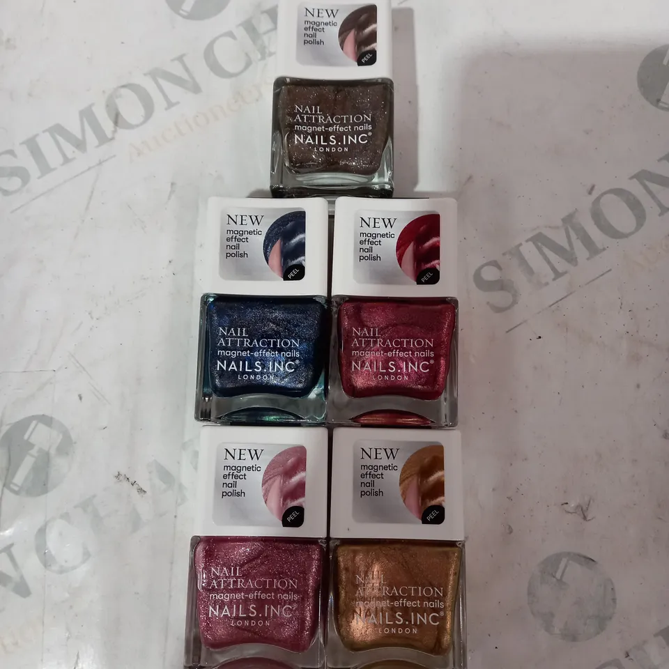 BOX OF 5 ASSORTED NAILS.INC NAIL ATTRACTION MAGNET EFFECT NAIL POLISH IN VARIOUS COLOURS