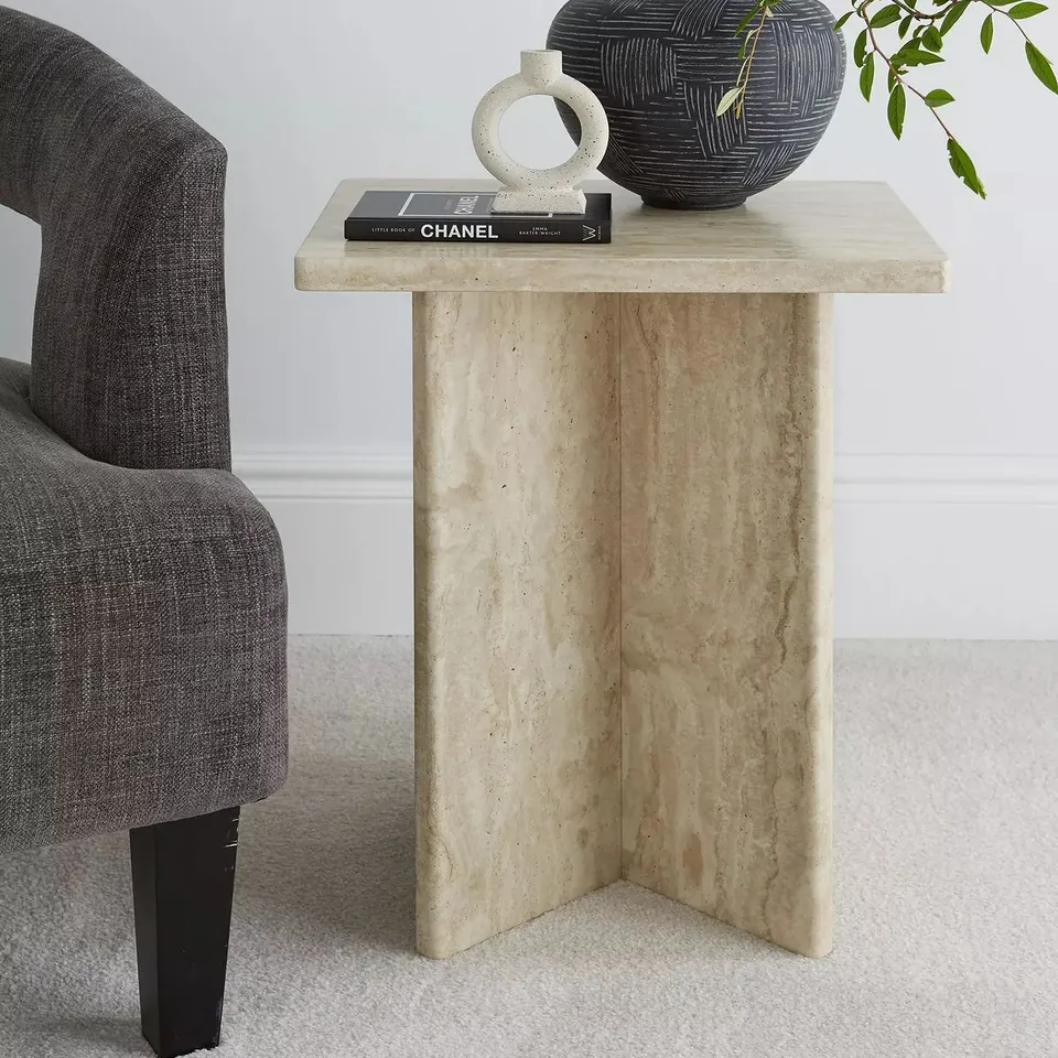 BOXED VERY HOME BLOC STONE EFFECT SIDE TABLE - FSC® CERTIFIED