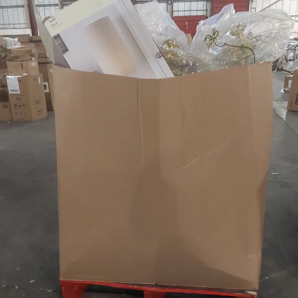 PALLET CONTAINING A LARGE QUANTITY OF ASSORTED DESIGNER LIGHTING PARTS ECT