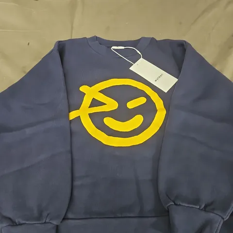 WYNKEN NAVY SWEATSHIRT WITH YELLOW SMILEY LOGO AGE 8 YEARS