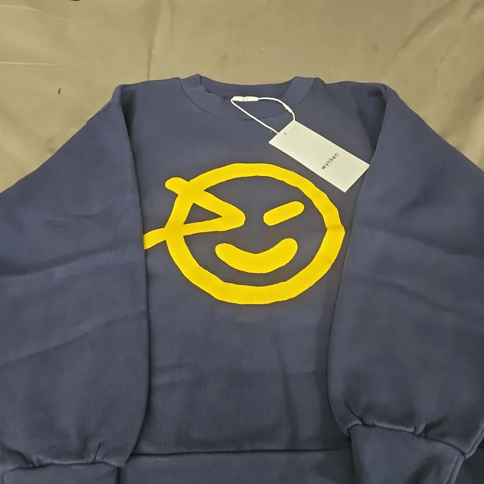 WYNKEN NAVY SWEATSHIRT WITH YELLOW SMILEY LOGO AGE 8 YEARS