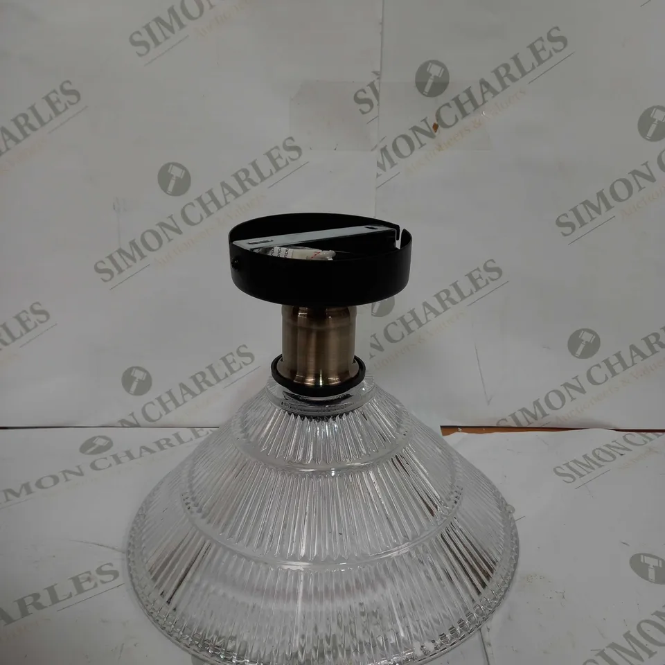 DAR 1 LIGHT FLUSH ANTIQUE WITH GLASS LIGHT SHADE