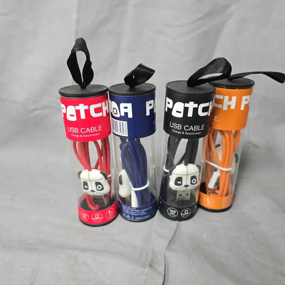 APPROXIMATELY 20 ASSORTED PATCH USB LIGHTNING CONNECTORS CABLES TO INCLUDE ORANGE, NAVY, RED & BLACK VARIATIONS 