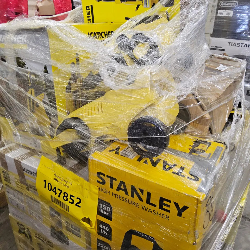 PALLET OF APPROXIMATELY 18 UNPROCESSED RAW RETURN KARCHER, STANLEY AND BOSCH PRESSURE WASHER AND ELECTRICAL CLEANING GOODS TO INCLUDE;