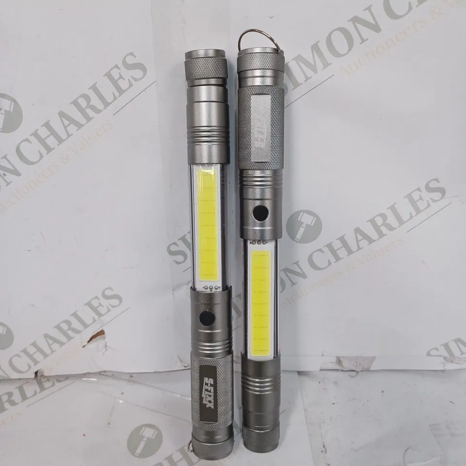 SFIXX SET OF 2 TELESCOPIC MAGNETIC TORCHES WITH 185 LUMEN SIDE BAR LIGHT