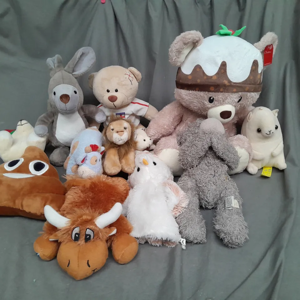 BOX OF ASSORTED PLUSH SOFT TEDDIES