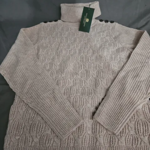 HOLLAND COOPER COTSWOLD ROLL NECK KNIT – OATMEAL, UK SIZE S