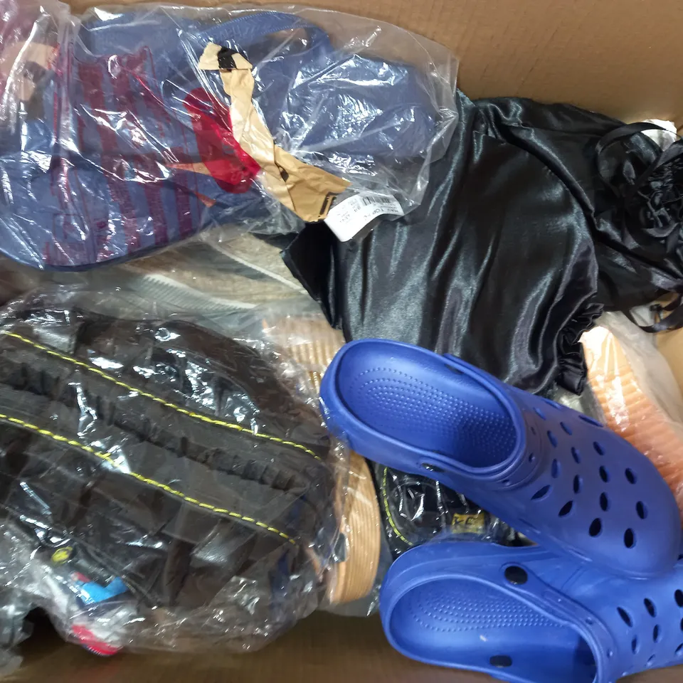 BOX OF APPROXIMATELY 15 ASSORTED PAIRS OF SHOES IN VARIOUS STYLES AND SIZES TO INCLUDE ALLONBY, HAVAIANAS, NEXT, ETC