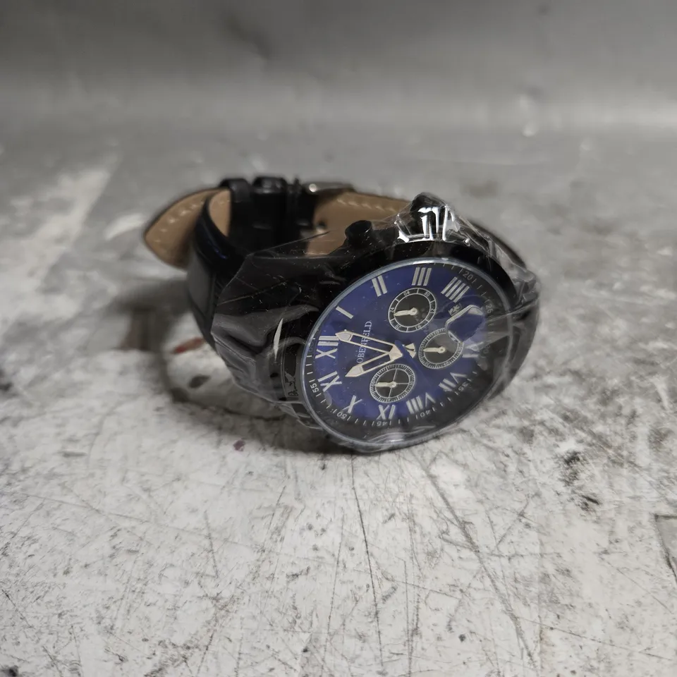 BOXED GLOBENFELD ROMAN CHRONO BLUE DIAL WATCH