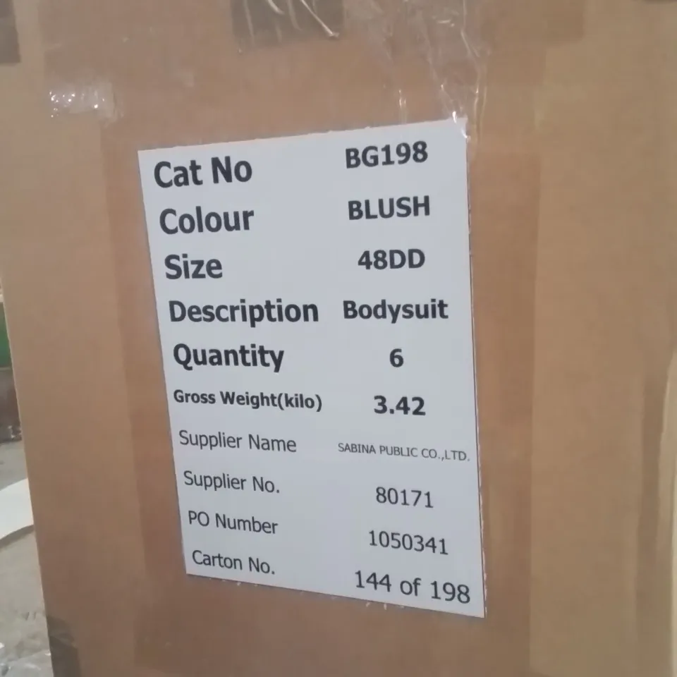 BOX CONTAINING APPROXIMATELY 6 BRAND NEW SIMPLY BE PADDED BLUSH BODY SUIT 48DD