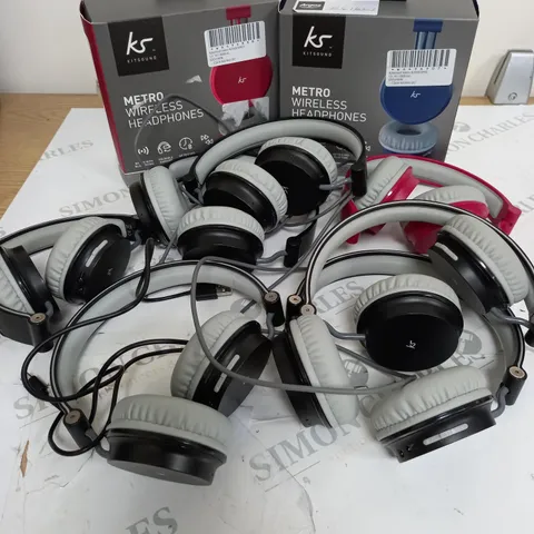 APPROXIMATELY 9 KITSOUND HEADPHONES BOTH WIRED AND WIRELESS
