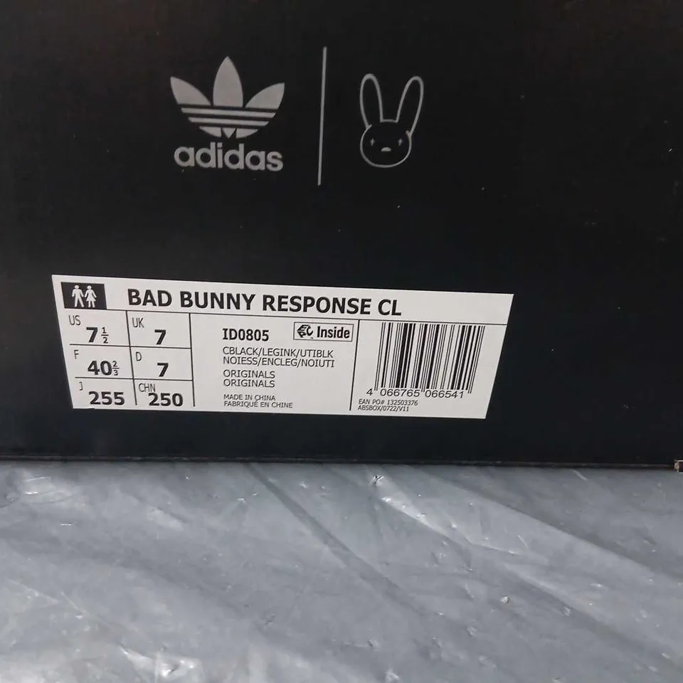 ADIDAS BAD BUNNY RESPONSE CL SNEAKERS – BLACK/GREY, US 7.5 (UK 7)