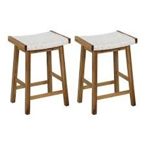 BOXED COSTWAY SET OF 2 25.5 INCH DINING BAR STOOL WITH SEAWEED WOVEN SEAT