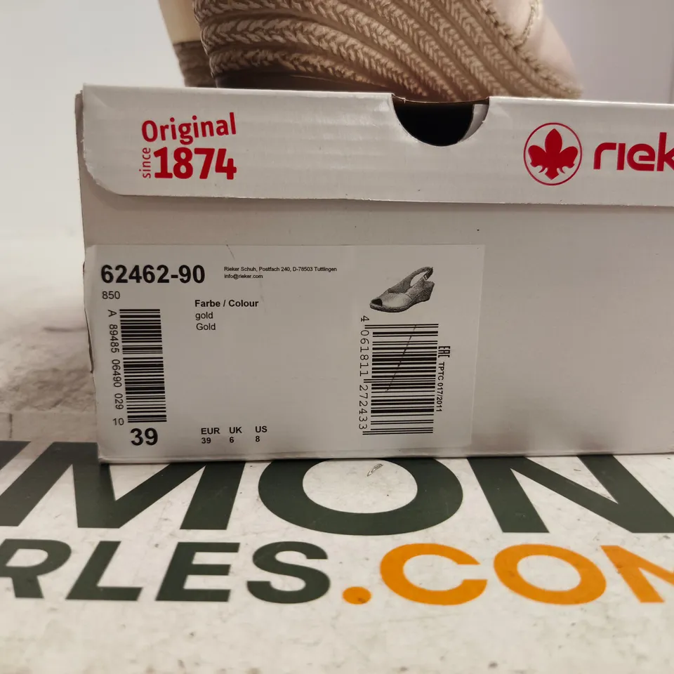 RIEKER GOLD SANDALS, WOMEN’S FOOTWEAR – UK 6 (EU 39) – BOXED