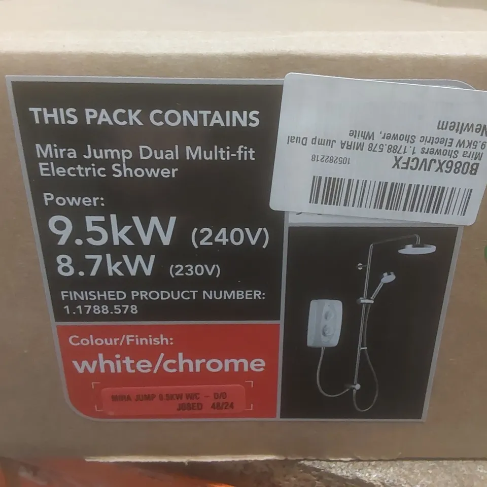 BOXED MIRA JUMP DUAL MULTI-FIT ELECTRIC SHOWER - WHITE/CHROME