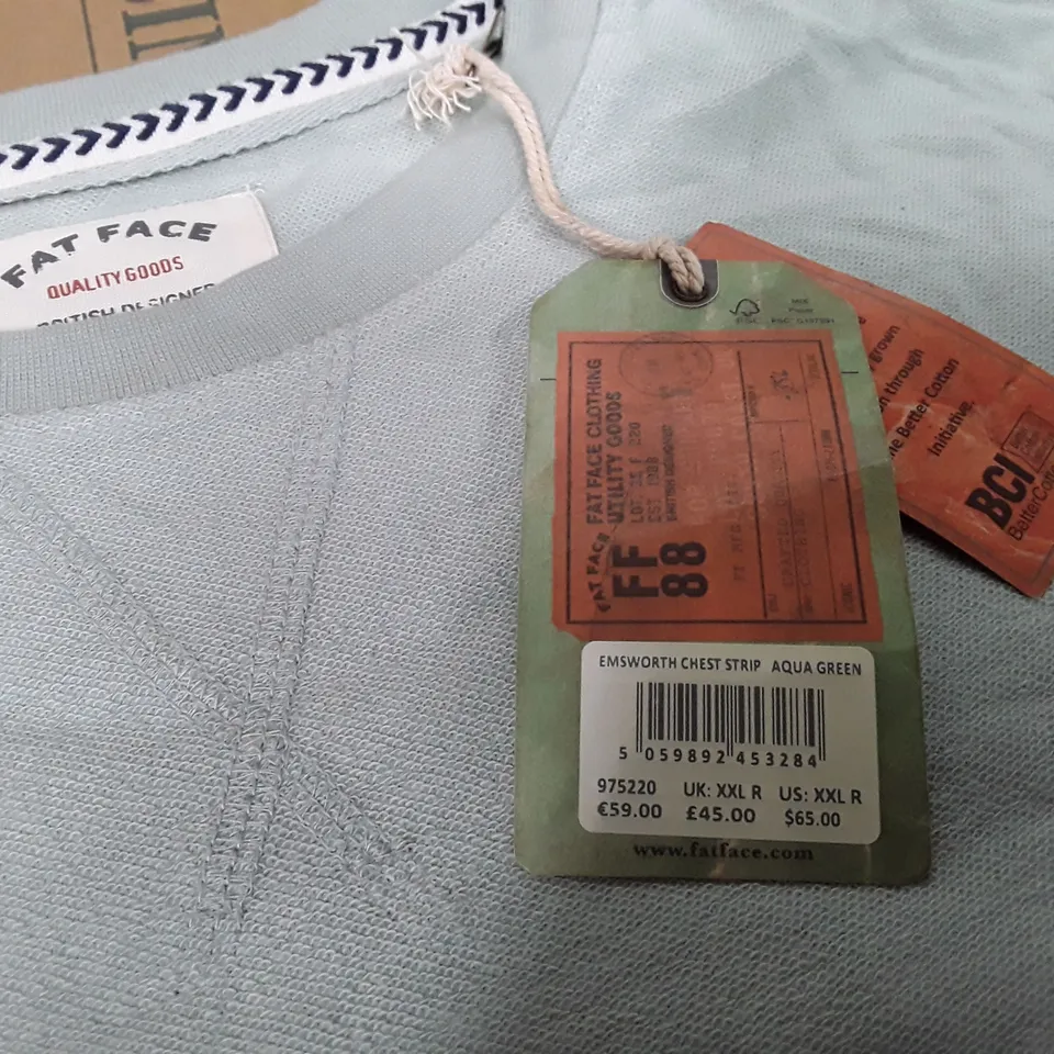 FAT FACE EMSWORTH AQUA GREEN JUMPER - UK XXL R
