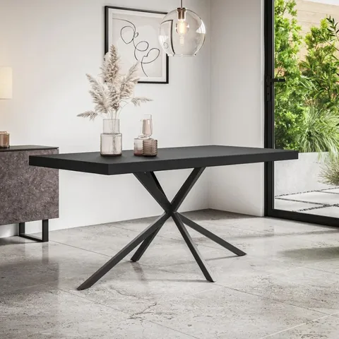BOXED DONNI DINING TABLE - BLACK TABLE & LEGS (2 BOXES)