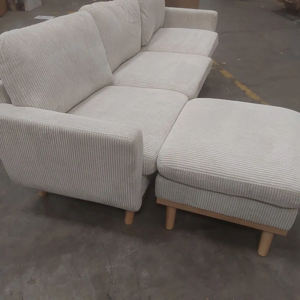 MODULAR CORNER SOFA, L-SHAPED COUCH WITH MOVABLE OTTOMAN, COMFY CORDUROY COUCH WITH SPRING CUSHION UPHOLSTERY COLOUR: BEIGE