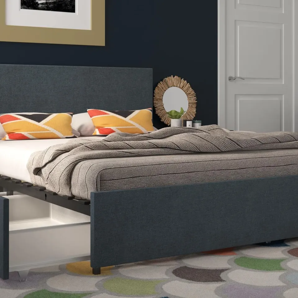 BOXED NOWATA KELLY DARK GREY 3FT SINGLE BED WITH STORAGE