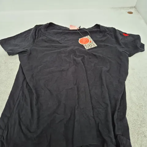 SCAMP & DUDE COTTON SLUB V-NECK TOP β BLACK, UK 18