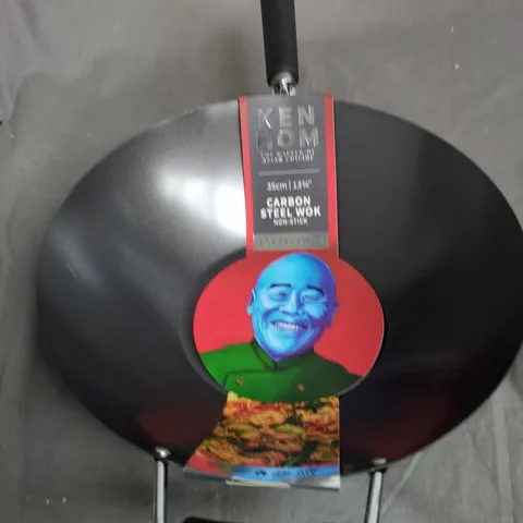 KEN HOM 35CM NON STICK CARBON STEEL WOK