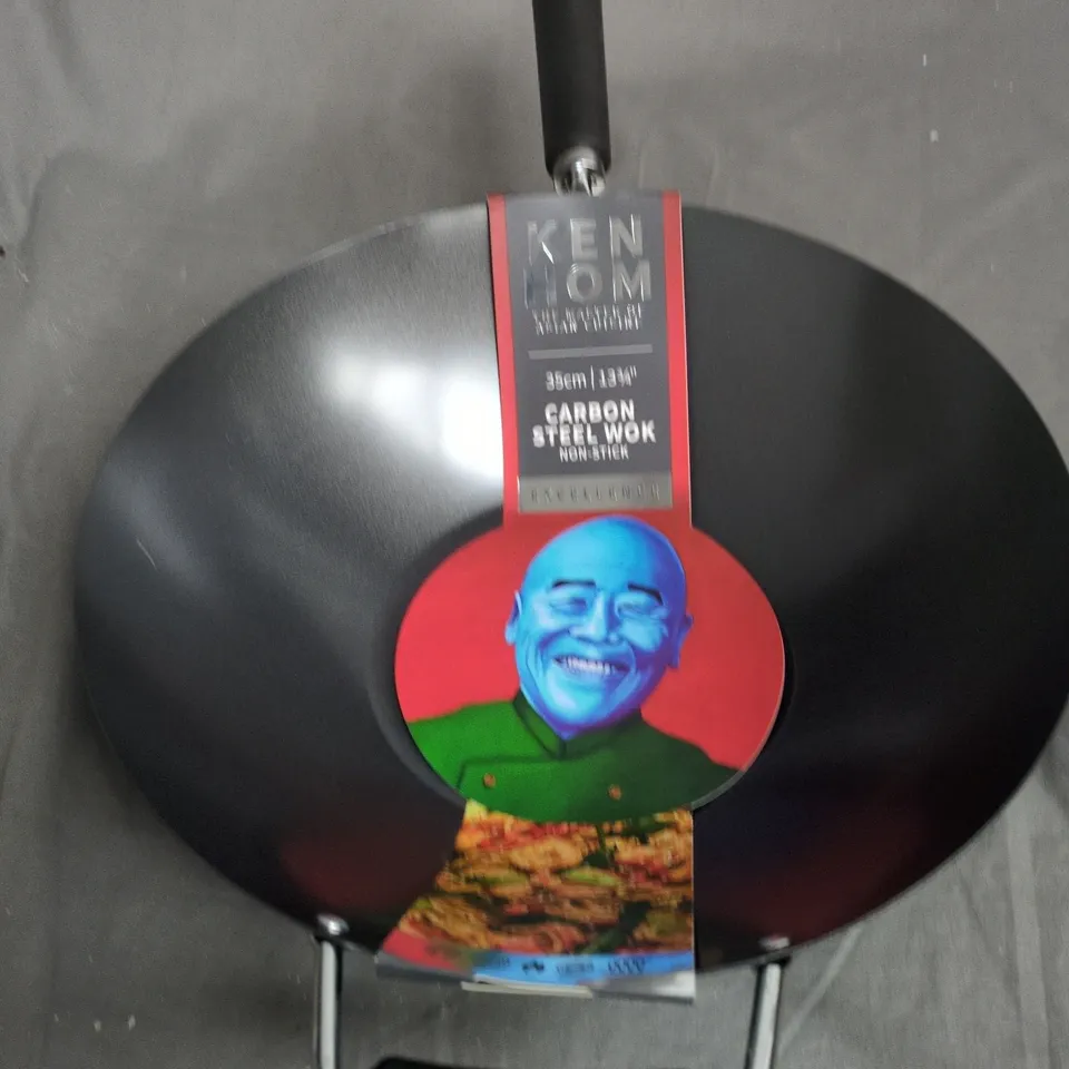 KEN HOM 35CM NON STICK CARBON STEEL WOK