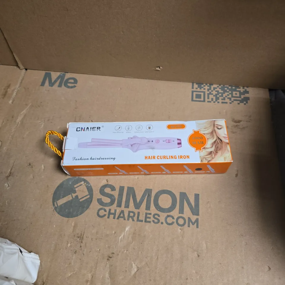 BOX OF APPROXIMATELY 8 ASSORTED COSMETIC ITEMS INCLUDING HAIR CURLING IRON AND NEWBORN WIPES 