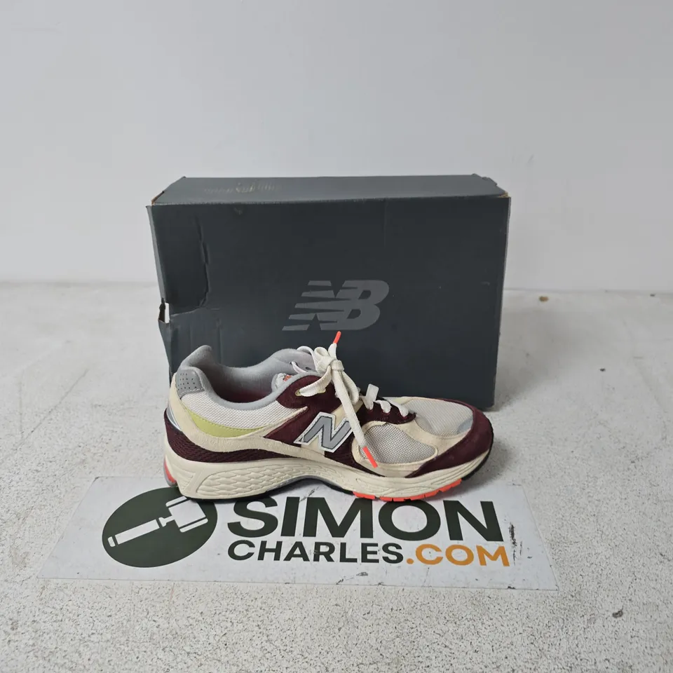 NEW BALANCE 2002R RUNNING SHOES – BEIGE & BURGUNDY - SIZE UK 10 